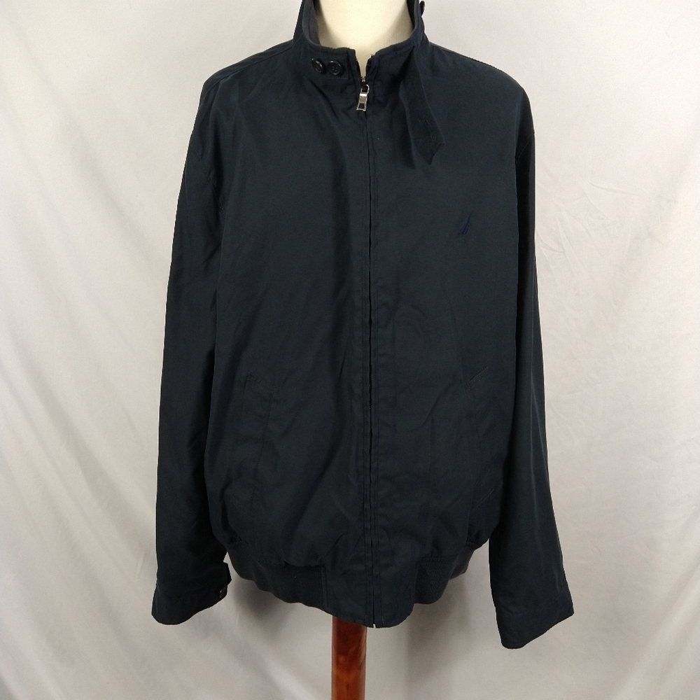 Men's Navy Blue Nautica Jacket Bomber Style Size Large